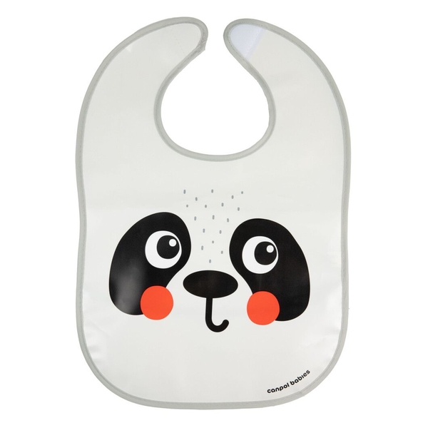 Слинявчик Canpol babies Hello Little Панда, пластмасовий, з кишенькою (9/232_whi) - Pampik