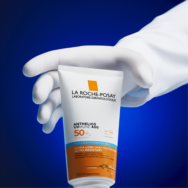 Сонцезахисне водостійке зволожувальне молочко La Roche-Posay Antelios UVmune 400 Face and Body Hydrating Milk SPF 50+, 150 мл - Pampik - 4