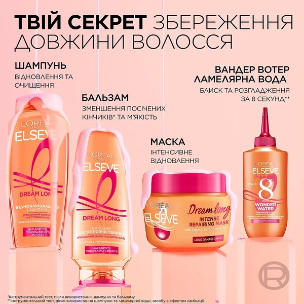 Шампунь L'Oréal Paris Elseve Dream Long для довгих і пошкоджених волосся, 250 мл - Pampik - 4