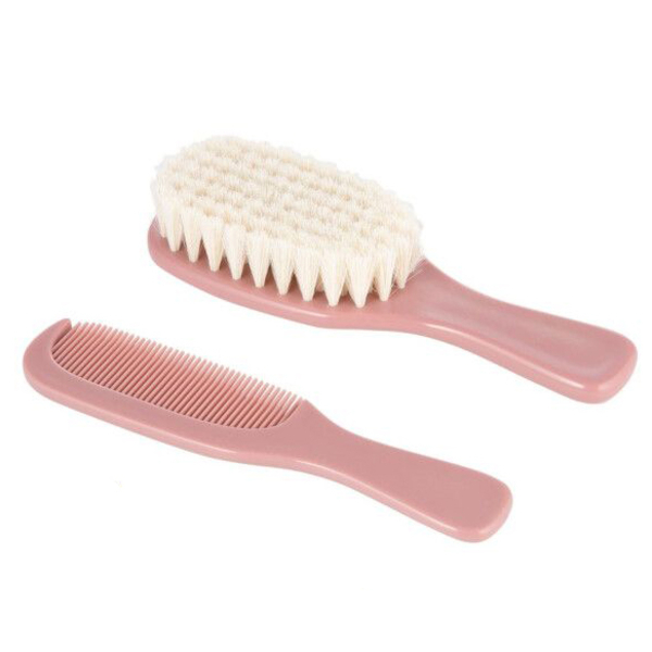 Щітка та гребінець для волосся Canpol babies Gold з натуральною щетиною, рожевий (7/406_pin2) - Pampik