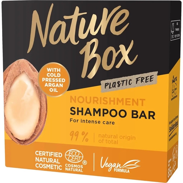 Твердый шампунь Nature Box для питания волос с аргановым маслом холодного отжима, 85 г - Pampik