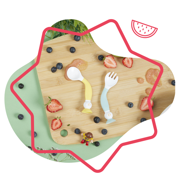 Гнучкі ложка та виделка для навчання Badabulle (B005416) - Pampik - 7