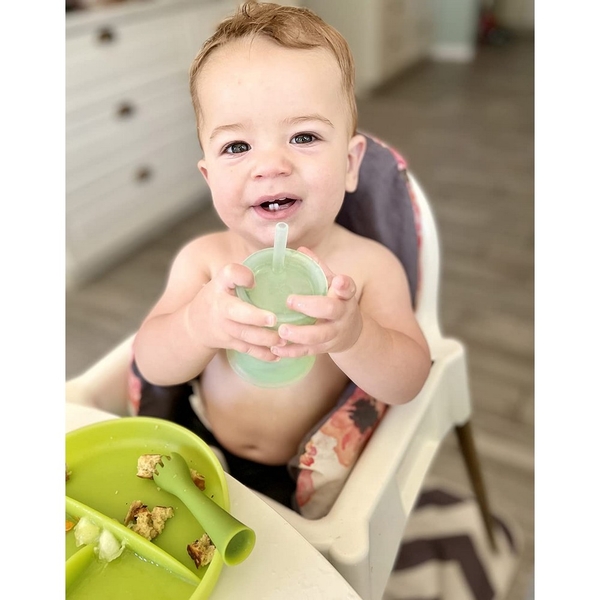 Силіконова кришка та трубочка для стаканчика Olababy Coral, кораловий (61421) - Pampik - 4