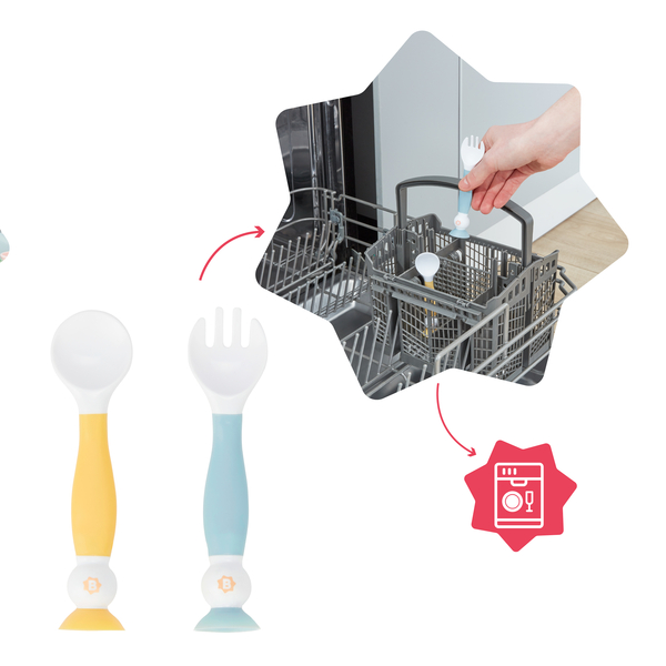 Гнучкі ложка та виделка для навчання Badabulle (B005416) - Pampik - 5