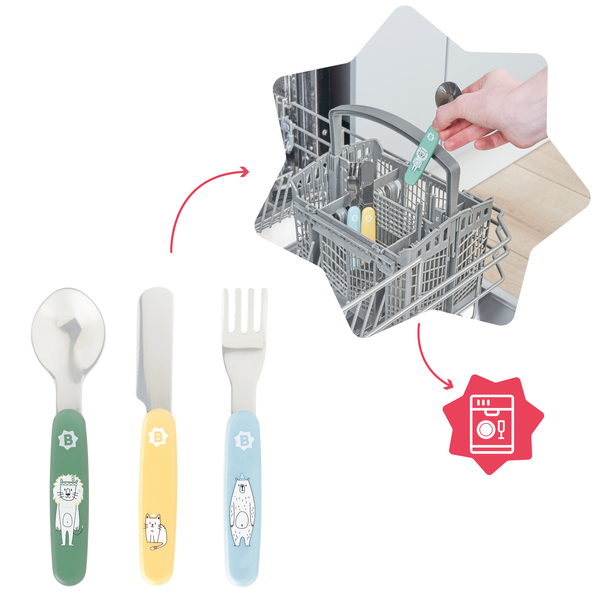 Набір металевих столових приборів Badabulle (виделка, ложка, ніж) (B005417) - Pampik - 4