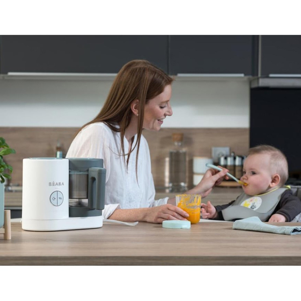 Пароварка-блендер Beaba Babycook Neo Night, білий з сірим (912773) - Pampik - 10