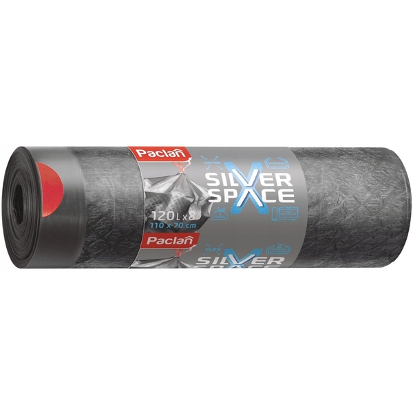 Мішки для сміття Paclan Silver Space, 120 л, 8 шт. - Pampik