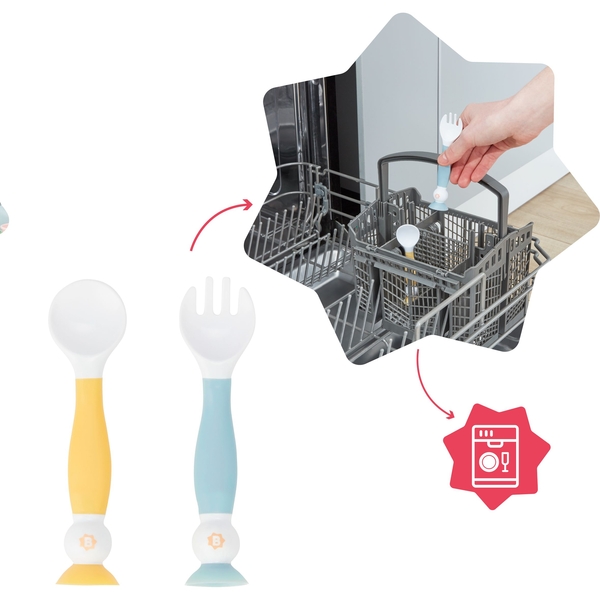 Уцінка. Гнучкі навчальні ложка та вилка Badabulle (B005416) - Pampik - 6