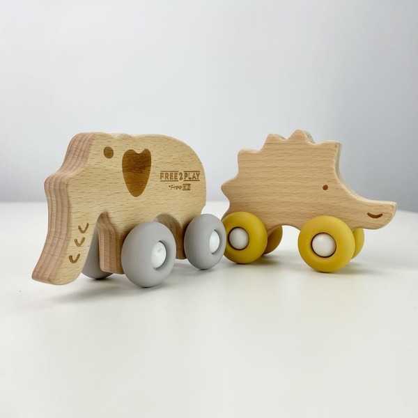 Деревянная игрушка FreeON Ежик на силиконовых колесах (46262) - Pampik - 5