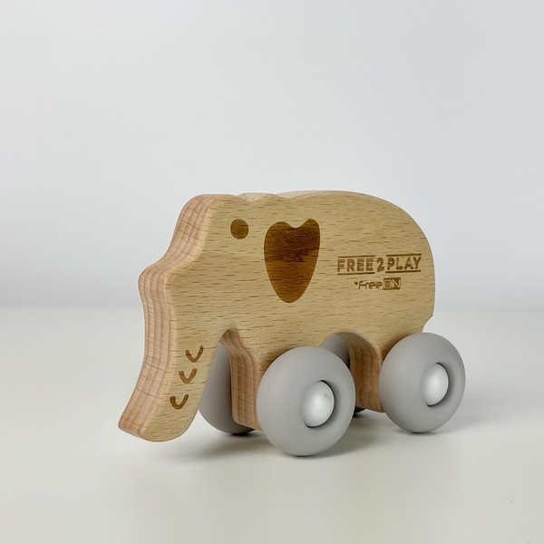 Деревянная игрушка FreeON Слоник на силиконовых колесах (46255) - Pampik - 3