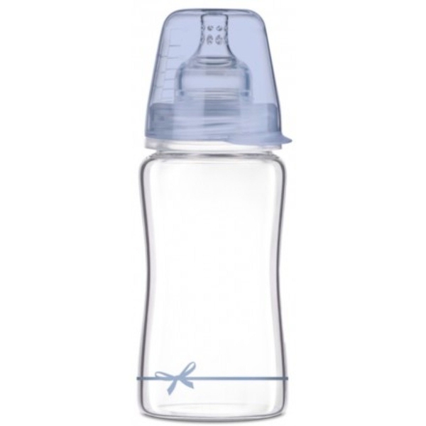 Бутылочка для кормления Lovi Diamond Glass Baby Shower boy, стеклянная, 250 мл, голубой (74/204boy) - Pampik