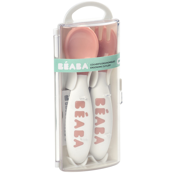 Набір ергономічних столових приборів Beaba Babycook, ложка і виделка, персиковий (913400) - Pampik - 3