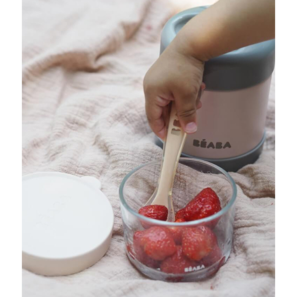 Силіконова ергономічна ложка Beaba Babycook 2, рожевий (913425) - Pampik - 9