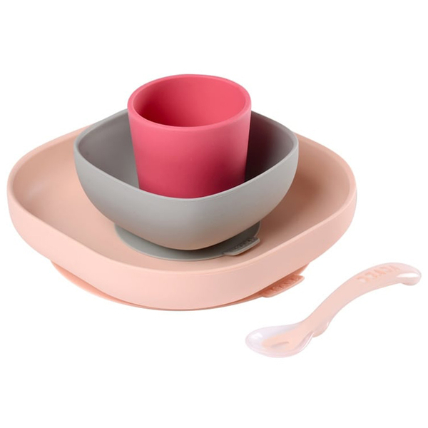 Набір силіконового посуду Beaba Babycook, 4 предмета, рожевий (913429) - Pampik