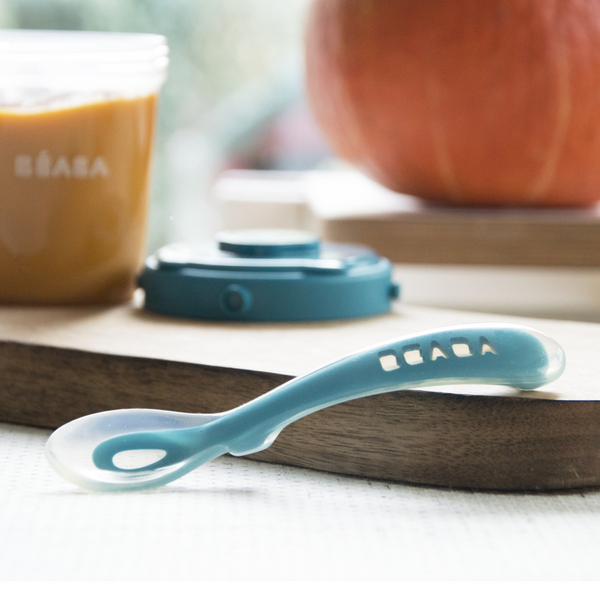 Силіконова ергономічна ложка Beaba Babycook 2, синій (913426) - Pampik - 6