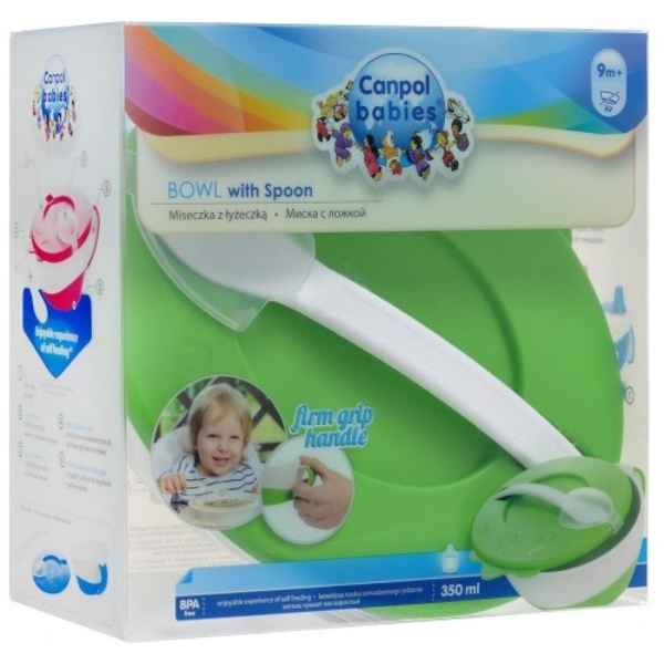 Тарілочка з кришкою і ложкою Canpol babies, 350 мл, зелений (31/406_gre) - Pampik - 5