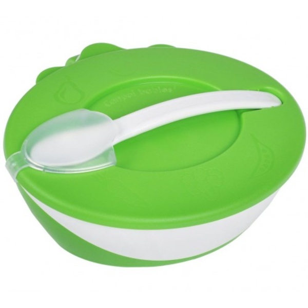 Тарілочка з кришкою і ложкою Canpol babies, 350 мл, зелений (31/406_gre) - Pampik