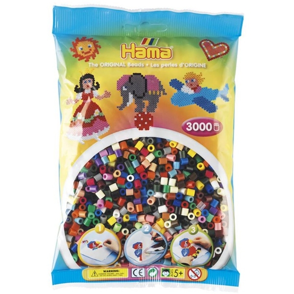 Термомозаика Hama Midi Набор цветных бусин, 3000 элементов (201-67) - Pampik