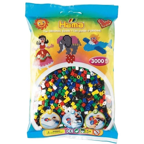 Термомозаїка Hama Midi Набір кольорових намистин, 3000 елементів (201-00) - Pampik