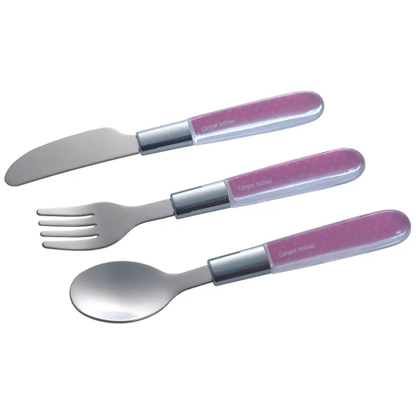 Набір столових приборів Canpol Babies (виделка, ложка і ніж), рожевий (9/477_pin) - Pampik