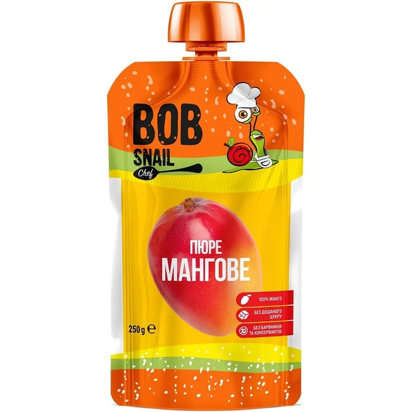 Пюре фруктовое Bob Snail Манго, пастеризованное, 2.5 кг (10 шт. по 250 г) - Pampik - 2