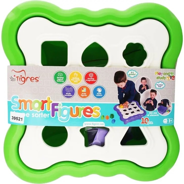 Сортер Tigres Магічні фігурки, 10 елементів, зелений (39521) - Pampik - 2