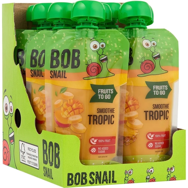Пюре фруктовое Bob Snail Smoothie Fruits to Go Tropic, 1.2 кг (10 шт. по 120 г) - Pampik