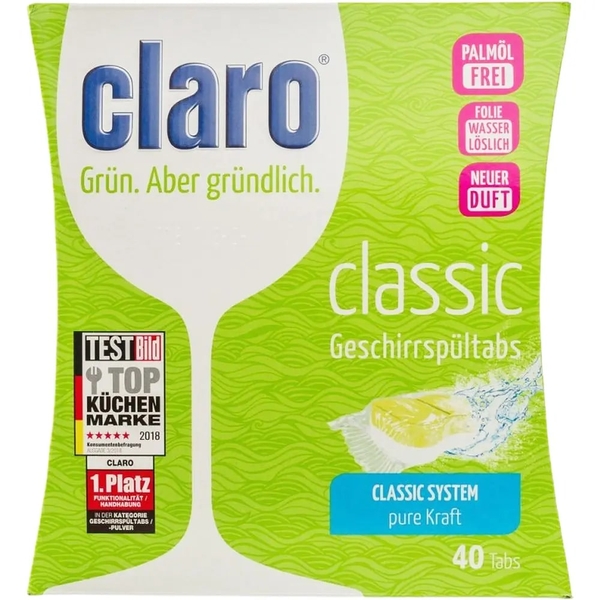 Таблетки для посудомийних машин Claro Eco Classic Tabs, 40 шт. (40823) - Pampik