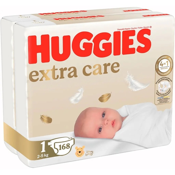 Підгузки на липучках Huggies Extra Care M-Pack 1 (2-5 кг), 168 шт. - Pampik - 2