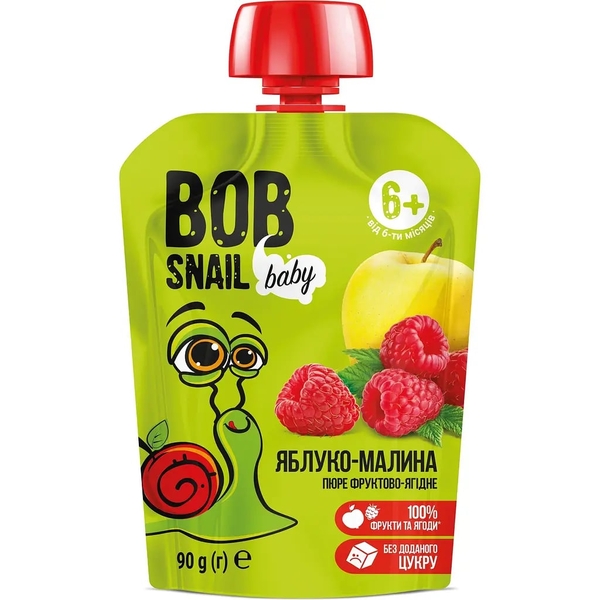 Пюре фруктове Bob Snail Яблуко-Малина, гомогенізоване, 900 г (10 шт. по 90 г) - Pampik - 2