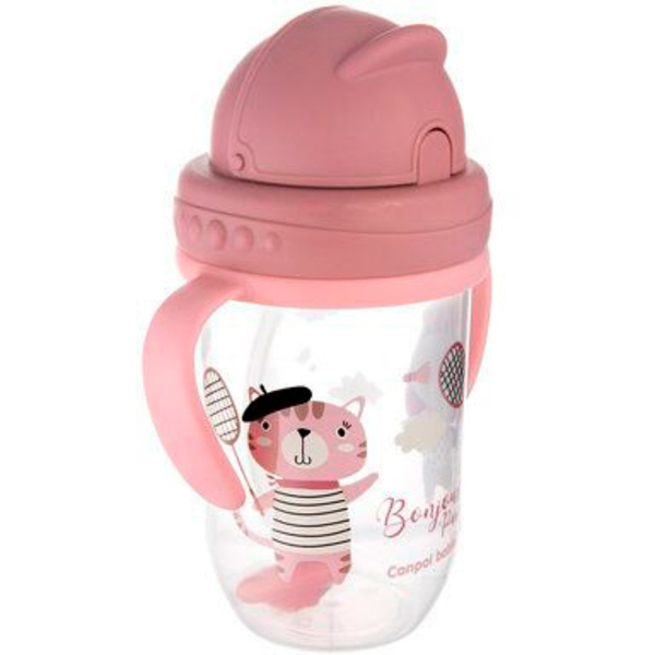 Чашка непроливайка з трубочкою і обважувачем Canpol Babies Bonjour Paris, 270 мл, червоний (56/607_red) - Pampik - 2
