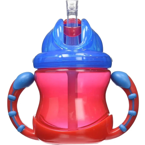Поїльник Nuby Вбудований клапан з трубочкою-непроливайкою, 240 мл, червоний (NV0404002red) - Pampik