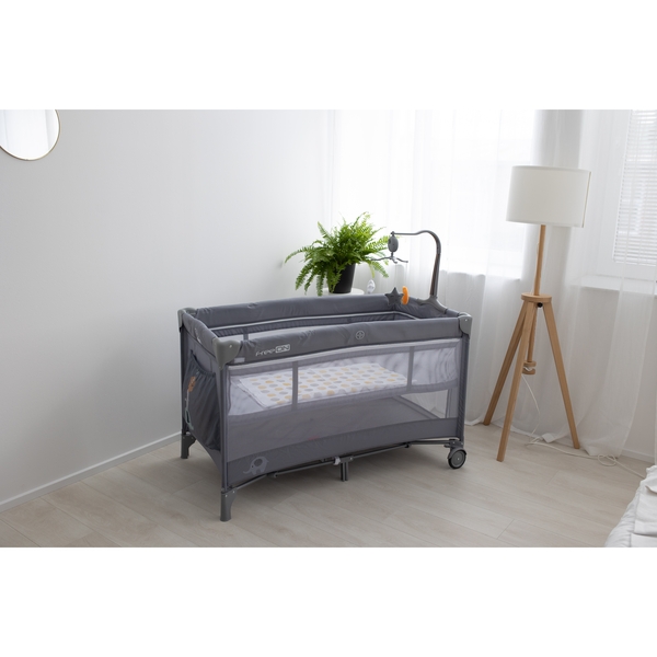 Ліжко-манеж FreeON Elephants з другим ярусом, сірий (81514) - Pampik - 10