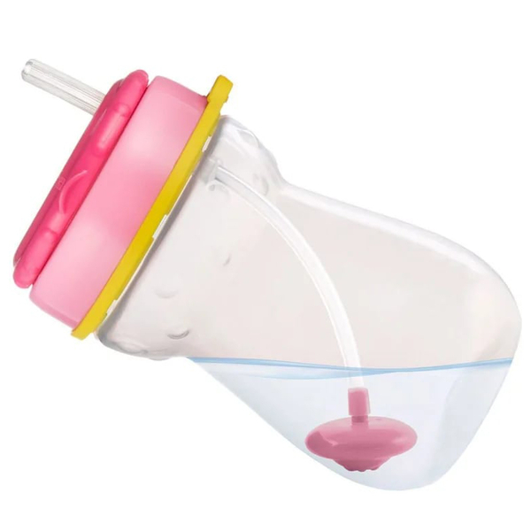 Чашка із силіконовою трубочкою і обтяжувачем Canpol Babies Котик, 350 мл, рожевий (56/521) - Pampik - 6