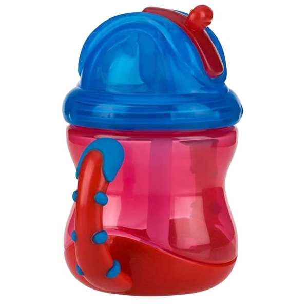 Поїльник Nuby Вбудований клапан з трубочкою-непроливайкою, 240 мл, червоний (NV0404002red) - Pampik - 3