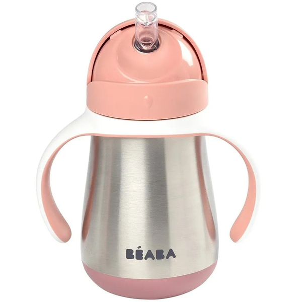 Поїльник з трубочкою Beaba Old Pink з нержавіючої сталі, 250 мл, рожевий (913482) - Pampik