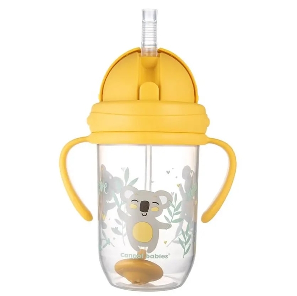 Чашка непроливайка з трубочкою та обважувачем Canpol Babies Exotic, 270 мл, жовтий (56/606_yel) - Pampik - 3