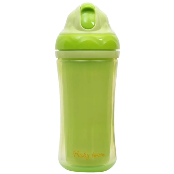 Поїльник з подвійними стінками і трубочкою Baby Team, 300 мл, зелений (5021) - Pampik - 2