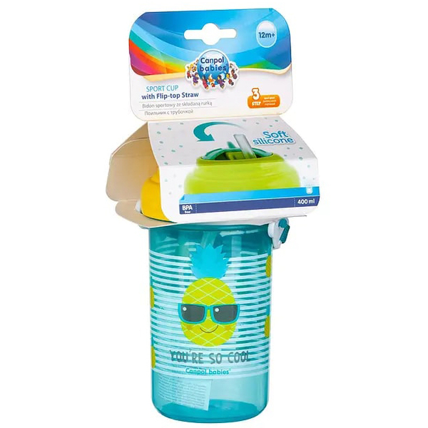 Пляшка для води та напоїв Canpol Babies So Cool, 400 мл (4/102_yel) - Pampik - 2