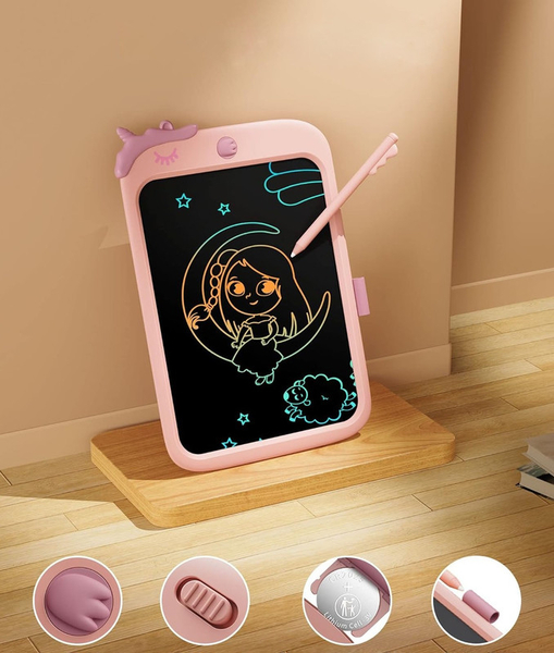 Дитячий LCD планшет для малювання Beiens Єдиноріг 10” Multicolor, рожевий (К1009pink) - Pampik - 2