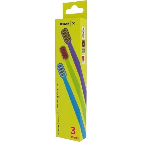 Набір зубних щіток Spokar 3429 X, ультра-м'яка, 3 шт, в асортименті - Pampik - 4