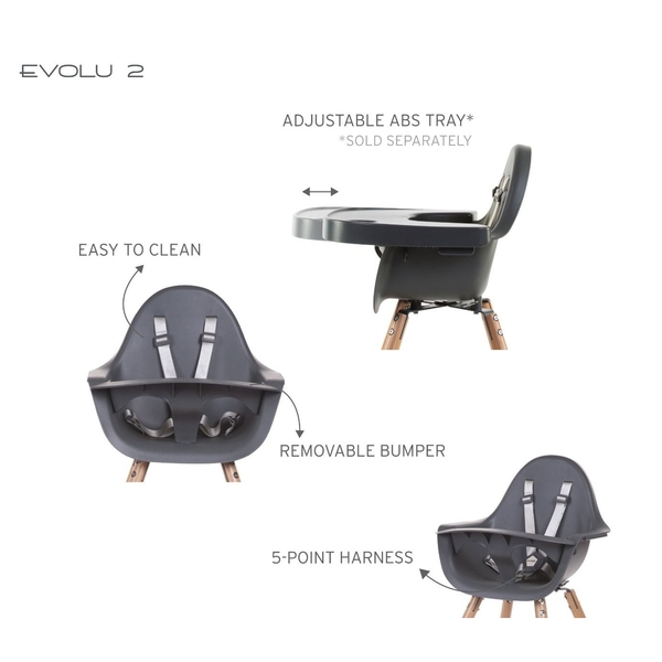 Стільчик для годування Childhome Evolu 2 з бампером, антрацит (CHEVOCHNA) - Pampik - 10