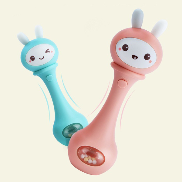 Погремушка-грызунок Beiens Зайчик музыкальный, розовый (YZ02pink) - Pampik - 7