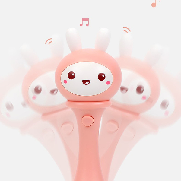 Погремушка-грызунок Beiens Зайчик музыкальный, розовый (YZ02pink) - Pampik - 2