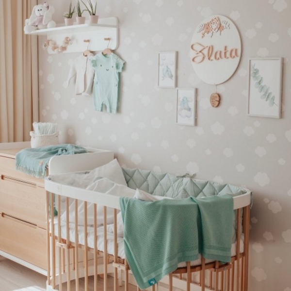 Дитячий в'язаний плед Tweeto, 100х80 см, м'ятний (Т 107) - Pampik - 6