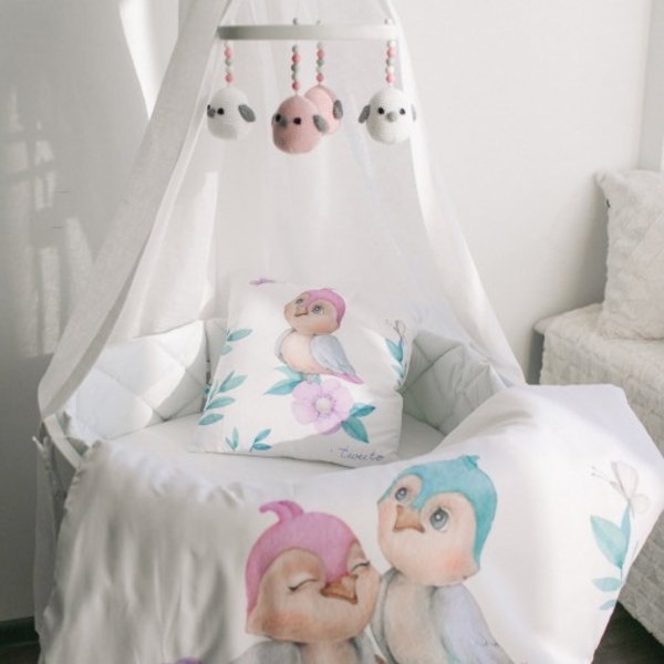 Декоративная подушка Tweeto Sweet bird, 40х40 см, белый (Т 98) - Pampik - 3