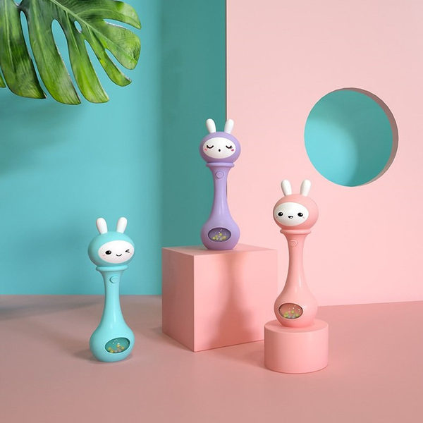 Погремушка-грызунок Beiens Зайчик музыкальный, розовый (YZ02pink) - Pampik - 9