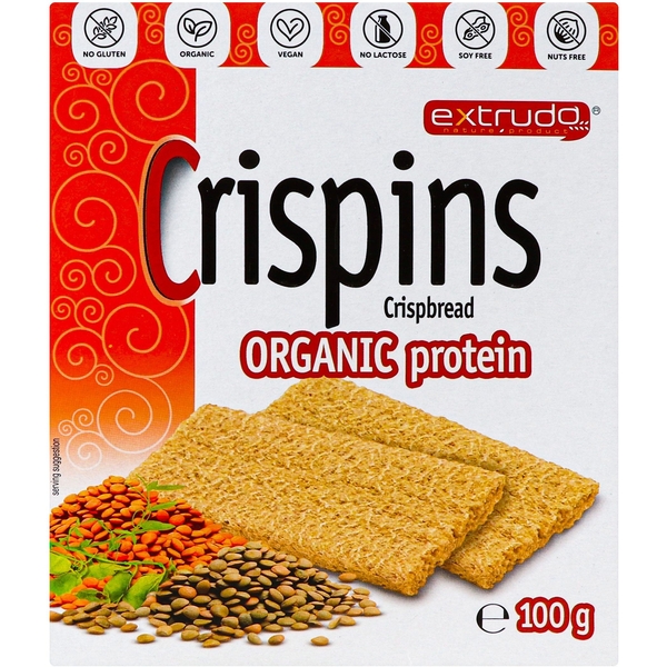 Органічні хлібці Extrudo Crispins з протеїном, 100 г - Pampik - 2