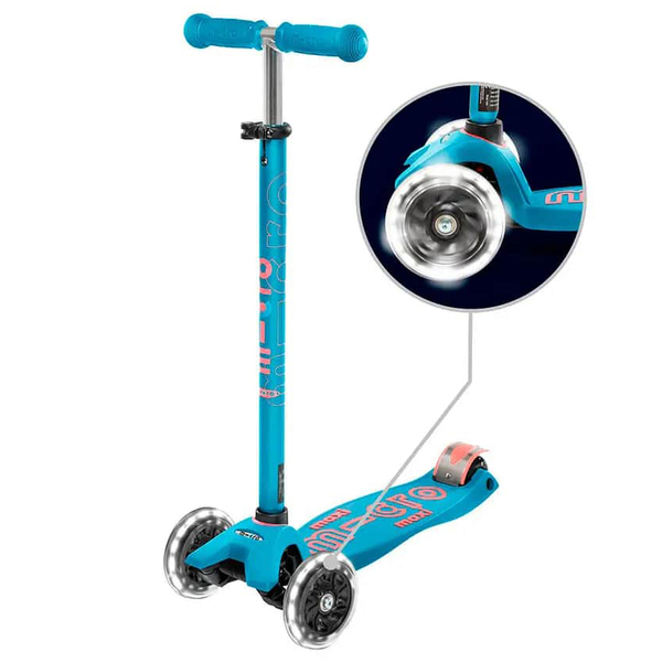 Самокат Micro Maxi Deluxe LED аква з підсвічуванням, блакитний (MMD078) - Pampik - 7