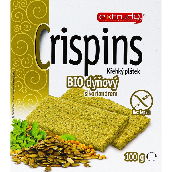 Органічні хлібці Extrudo Crispins з гарбузом, коріандром та часником, 100 г - Pampik - 2